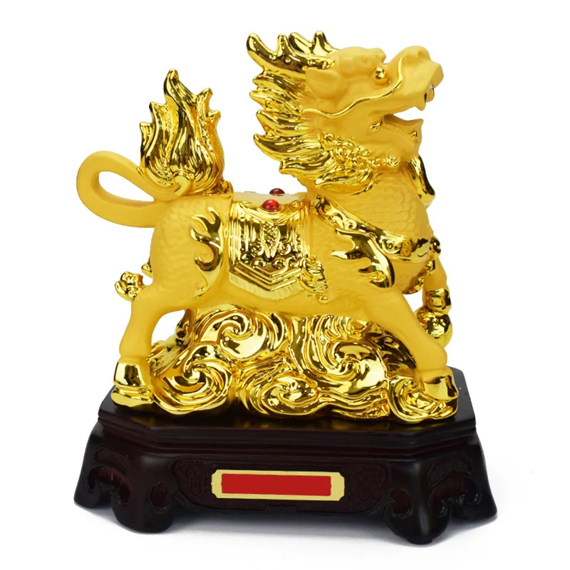

Chinese Kirin Statue Feng Shui Crafts Accessories Living Room Wine Cabinet Ornaments Decorations Resin Home Housewarming Gifts