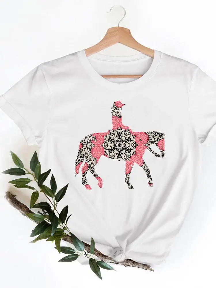 

Fashion T-shirts Casual Women Graphic Tee Clothing Summer Horse Lovely Animal 90s Short Sleeve Ladies Female T Shirt Clothes