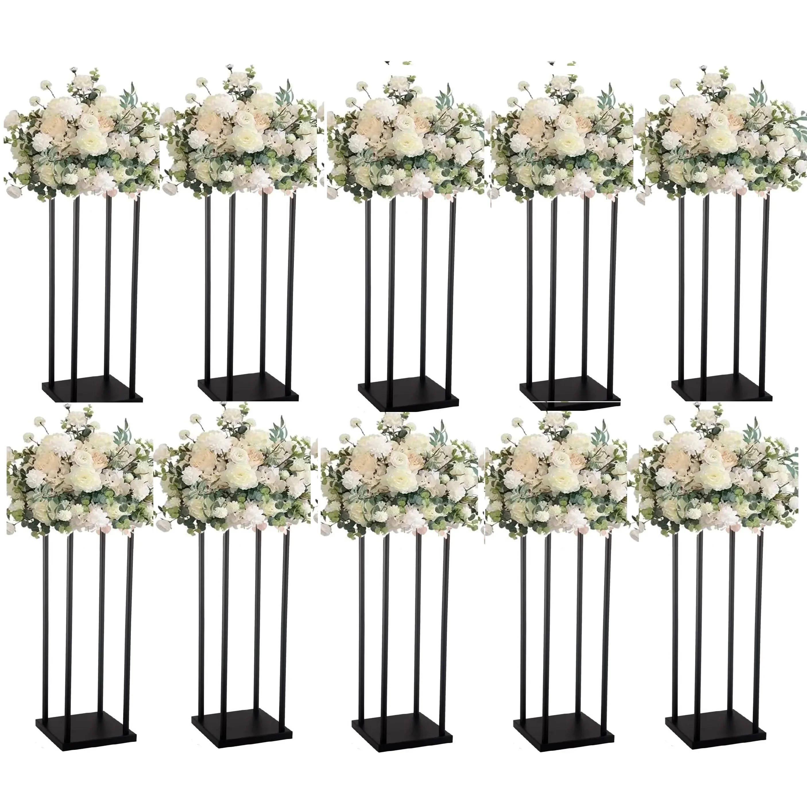 10 шт. матовая черная свадебная подставка для цветов металлическая ваза колонна