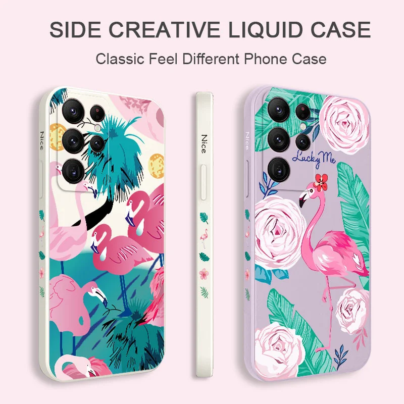 

Flower Flamingo Phone Case For Samsung Galaxy S22 S21 S20 Ultra Plus FE S10 S9 S10E Note 20 ultra 10 9 Plus Cover