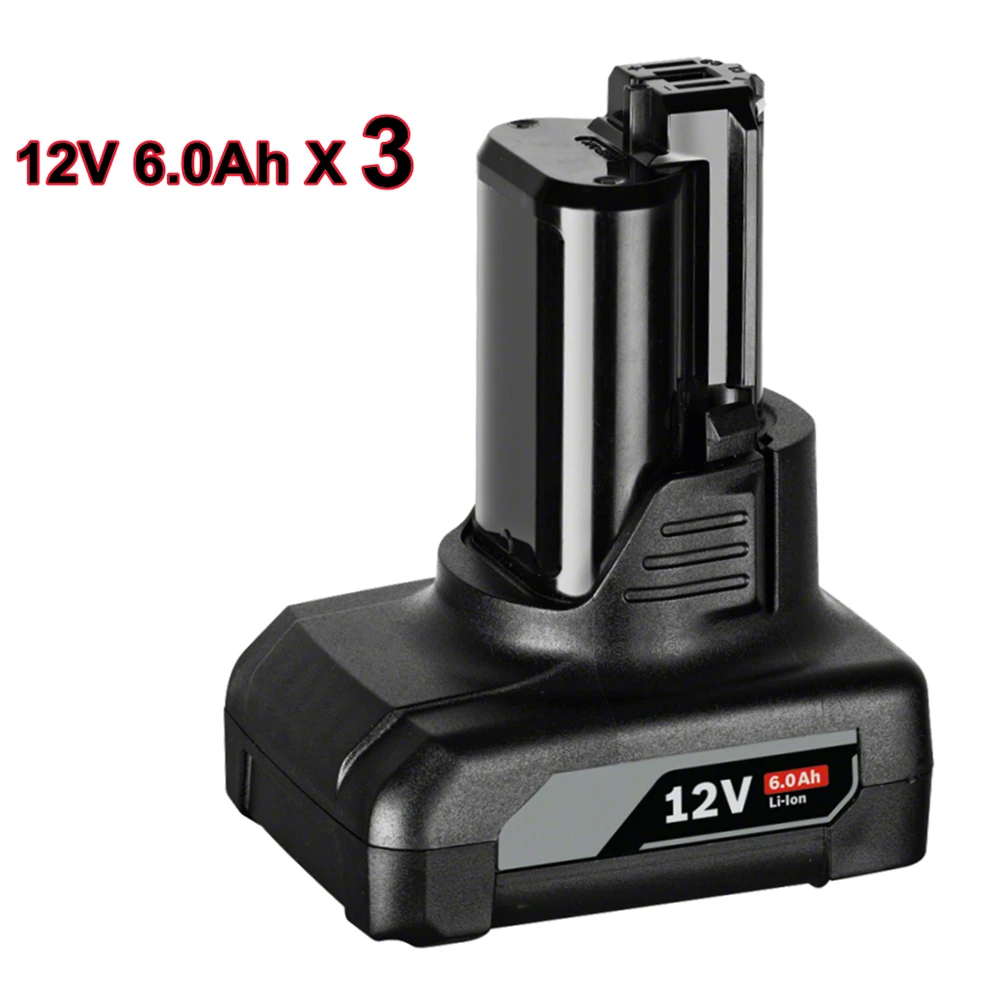 

Factory Three Pack 12V Max 6.0Ah Li-Ion Battery Pack for GBA12V60 GBA12V30 for Bosch 12V Max Li-Ion Tools and Charger