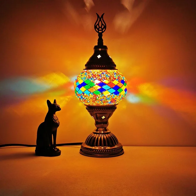 

Turkish Mosaic Table Lamp Vintage Art Deco Handcrafted Lamparas De Mesa Mosaic Glass Romantic Bed Light Lamparas Con Mosaicos