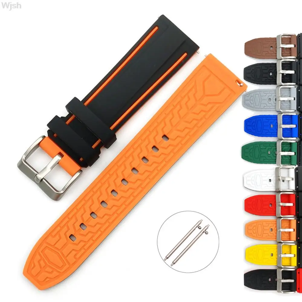 

20mm 22mm 24mm Silicone Watch Strap Waterproof Quick Release Wrist Band for Samsung Galaxy Watch 42/46mm Active 2 Huawei gt 2/2e
