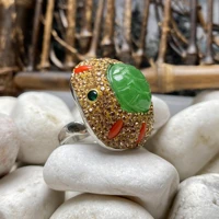 spring and summer girls can adjust european and american style green semi precious stones personality elegant ring jewelry