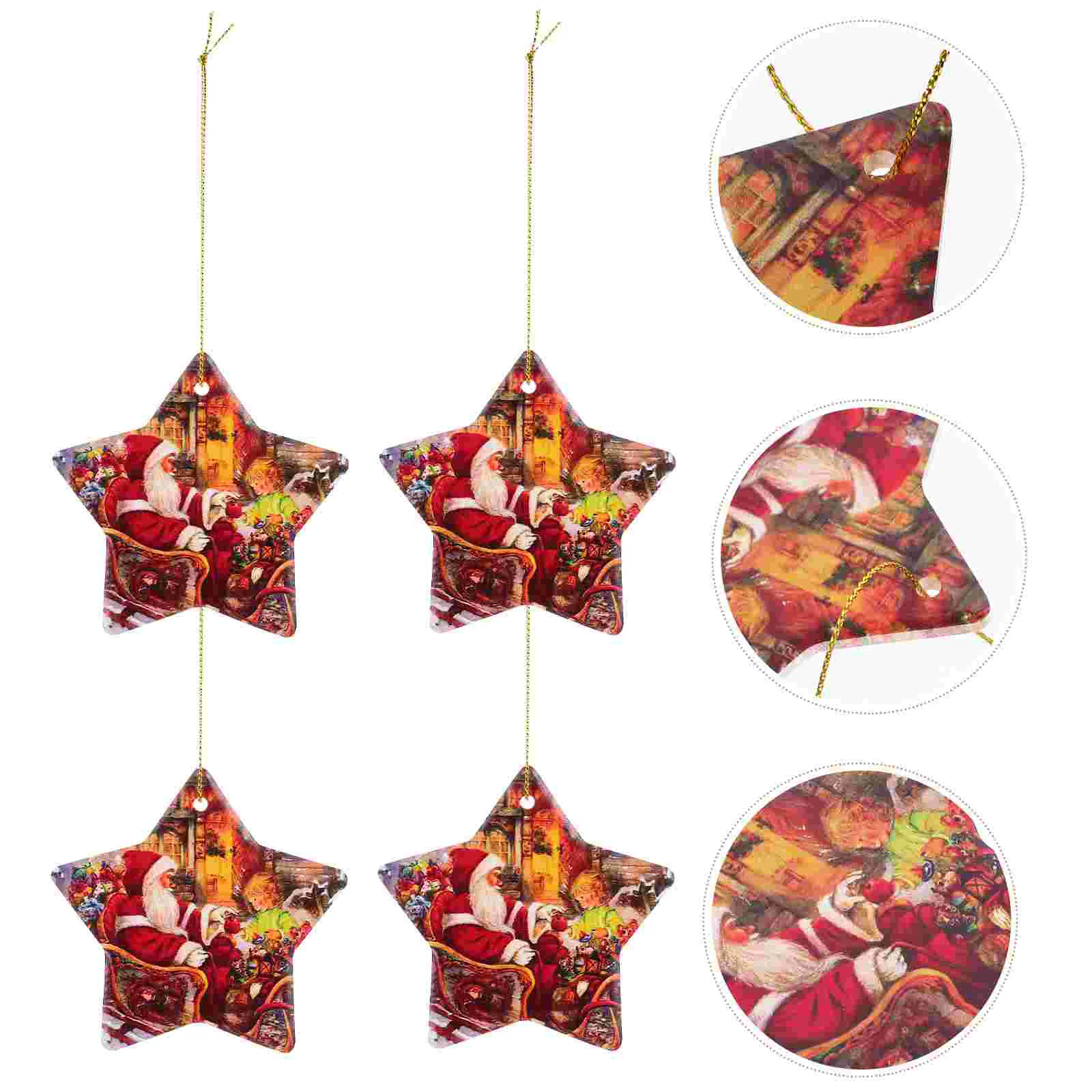 

10pcs Christmas Tree Star Decoration DIY Ceramic Hanging Star Ornament Xmas Tree Hanging Decoration