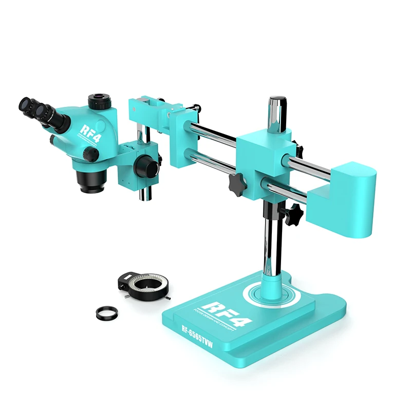 

Double Arm stereo trinocular 6.5-65X microscope RF6565TVW Microscopio