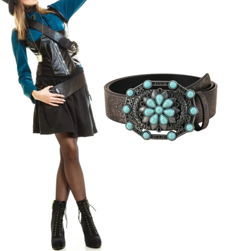 

L93F All-Matched Design Western Cowgirl Waist Belt Engraved Buckle Belt