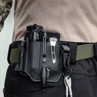 multitool sheath for belt leather sheath for man edc pocket organizer tool pouch with pen holder key fob flashlight pouch