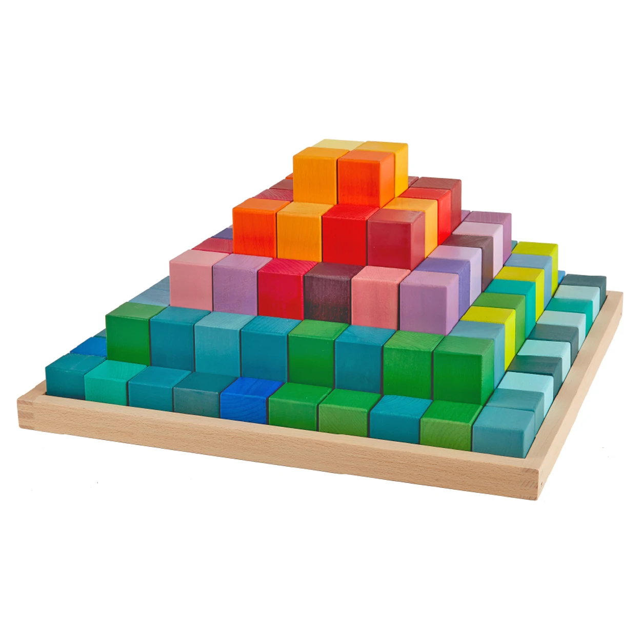 

Rainbow Pyramid Infants Wooden Toys Set Kids Educational Early Teaching Diy Toy 100 pcs Rainbow Blocks