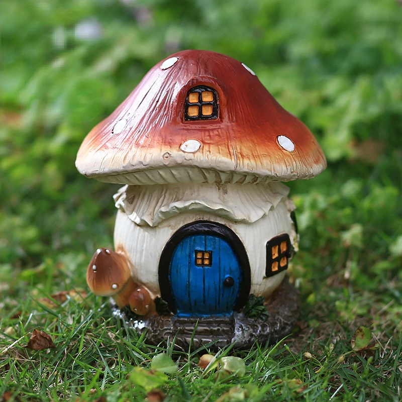 

Creative Garden Mushroom House Resin Crafts Lawn Home Decoration Outdoor Qiao Children's Day New Home Gift Grace Gum Pendant
