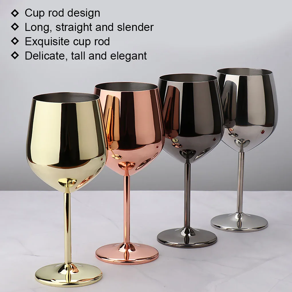 

500ml 304 Stainless Steel Single Layer Goblet Red Wine Glass Colorful Large-capacity Drum-shaped Drop-resistant Wine Glass