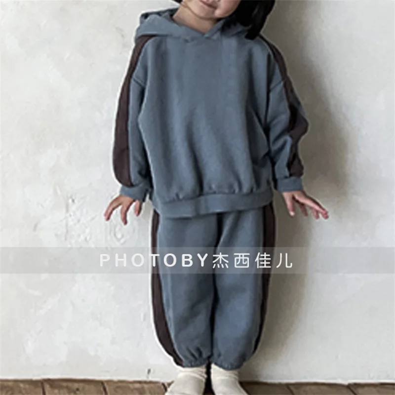 

INS New Winter Clothes Suit Fashionable Side Stripe Hooded Terry Sweater Casual Two-Piece Suit Men's and Women's Clothing