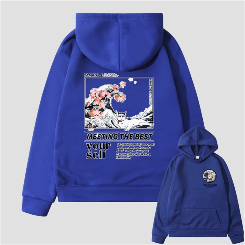 

Men's new fashion brand round neck top has fun cat plus size hip hop European and American men's/women's hoodies