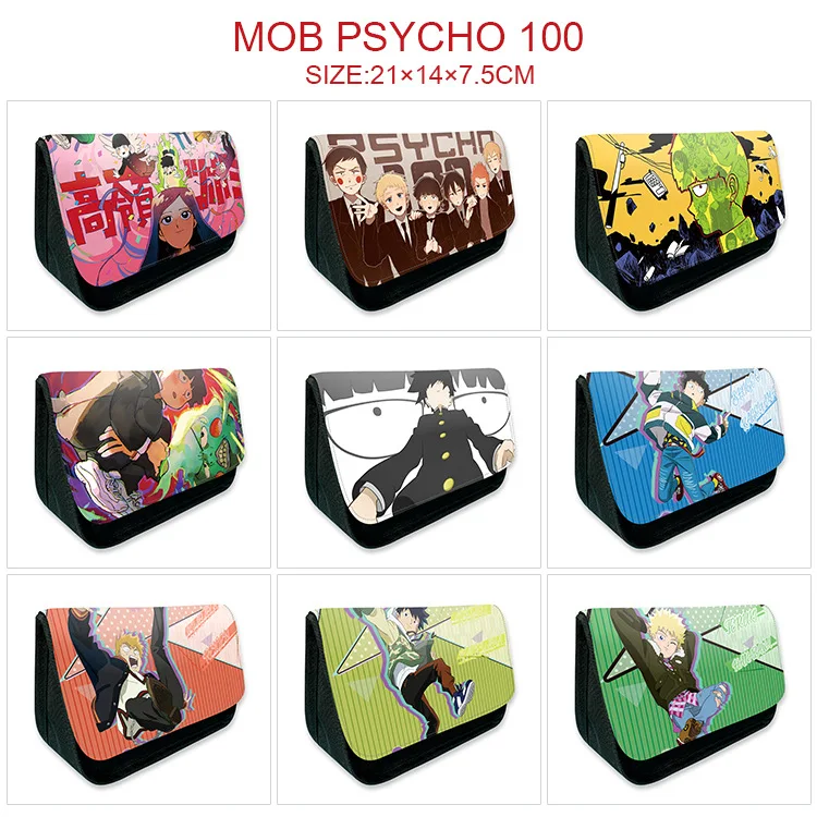 

Mob Psycho 100 Student Supplies Cartoon Storage Bag Zipper Pencil Pouch Male or Female Portable Multifunctional Bag