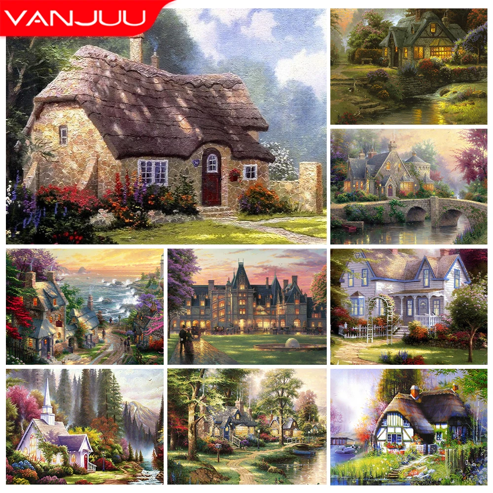 

Idyllic Scenery Diamond Painting Kit 5D DIY Scenery Diamond Embroidery Painting Cross Stitch Full Diamond Mosaic Home Decor Gift