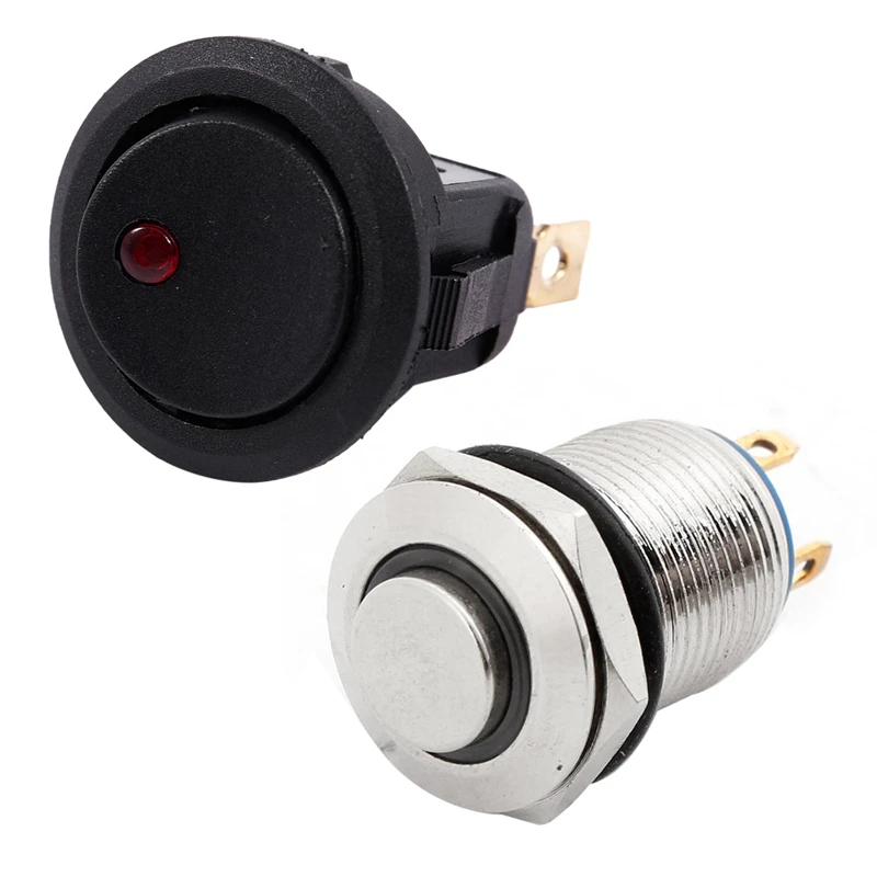 2Set 12V LED Inverter Rocking Rocker Switch With DC 5V Blue Pilot Light Momentary Action Pushbutton |