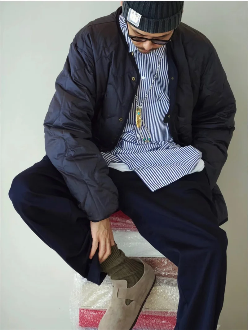 Двусторонняя водонепроницаемая легкая пуховая куртка без воротника Nanamica в