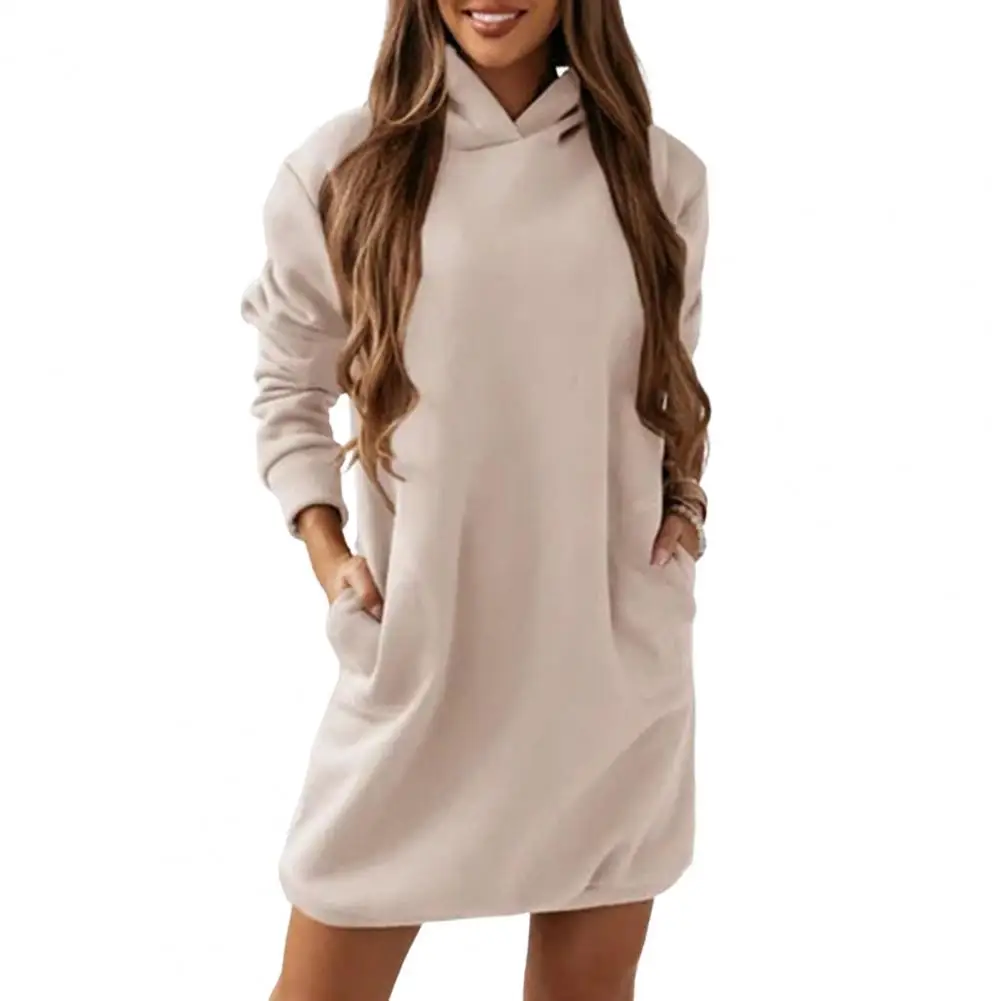 

Зимний пуловер с косыми карманами, Женский свитшот, мини-платье, женская одежда с длинным рукавом