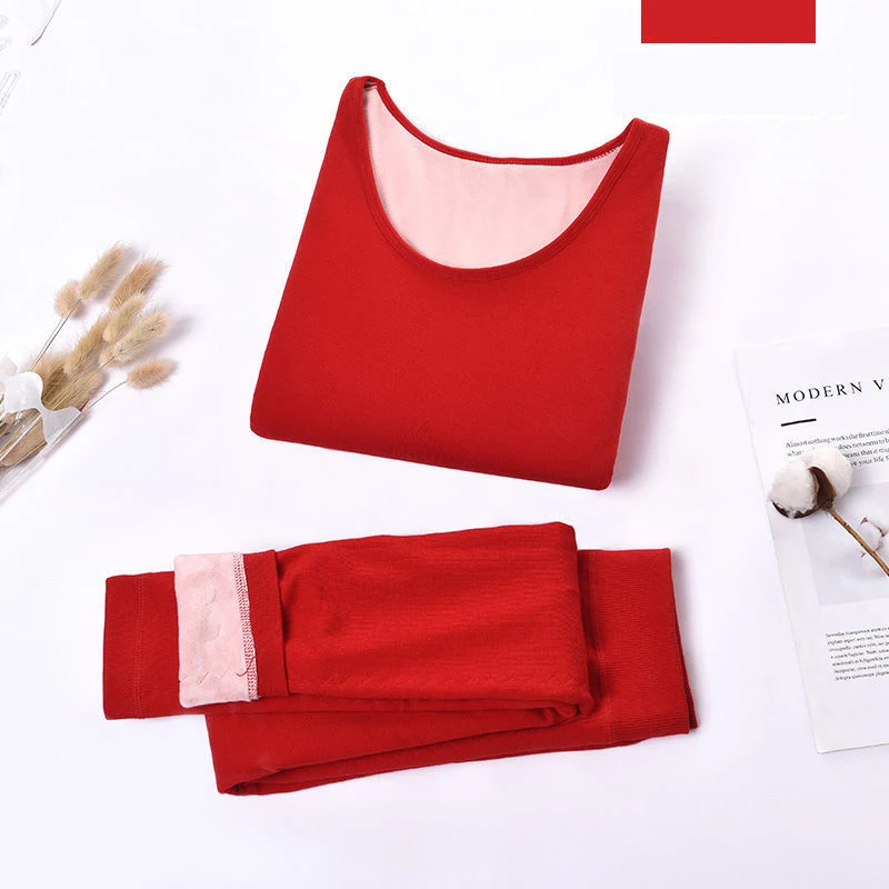 Warm underwear Women's thickened plush top Winter student tight body beauty Women's autumn clothes and trousers Warm clothes