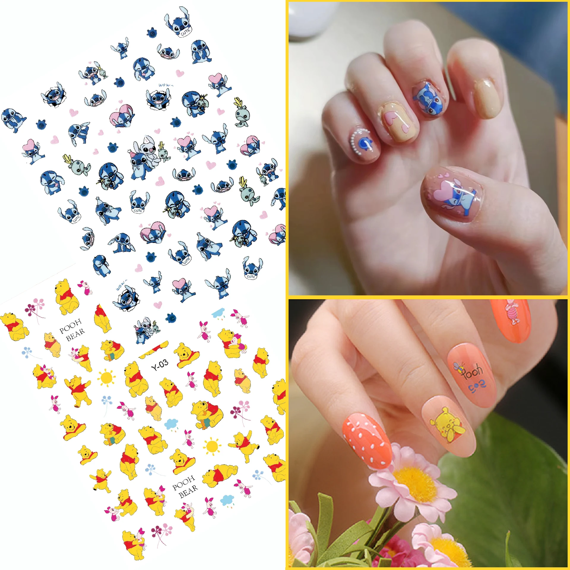 

Disney Cartoon Adhesive Stickers Decals Nail Decoration Dumbo Lilo & Stitch Mermaid Nail Stickers Nail Art Supplies Nails