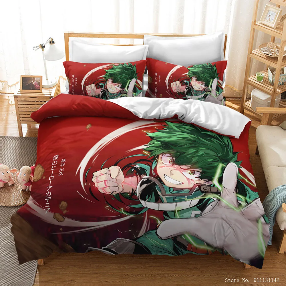 

Japanese Anime 3D Printed Down Bed Cover Pillowcase Bedding Cover Cartoon My Hero Academy Bedding Home Textile