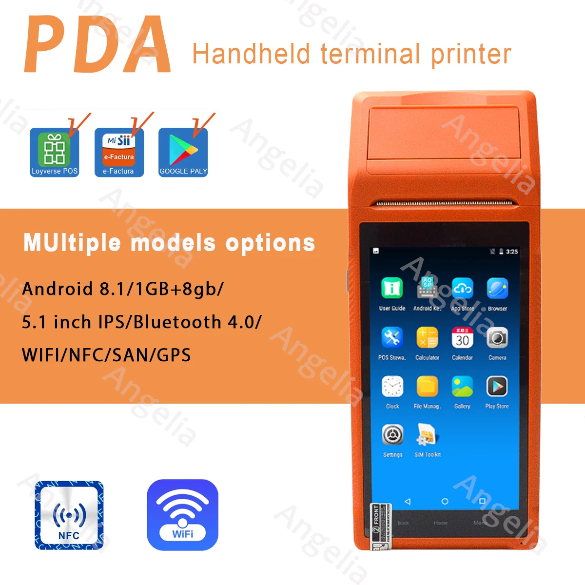 

PDA Android POS Handheld Terminal Receipt Printer Bluetooth WiFi 3G/4G NFC Scan Data Collector Portable Barcode QR Code