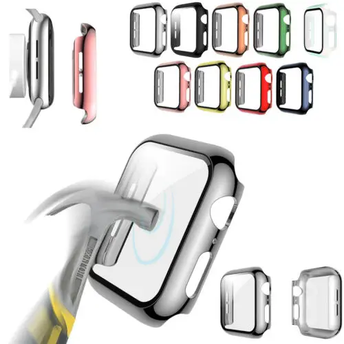 

Чехол для часов 2 в 1 + защитное стекло Tempred для Apple Watch 38/42/40/44 мм чехол для iWatch Series SE 1 2 3 4 5 6 полное покрытие