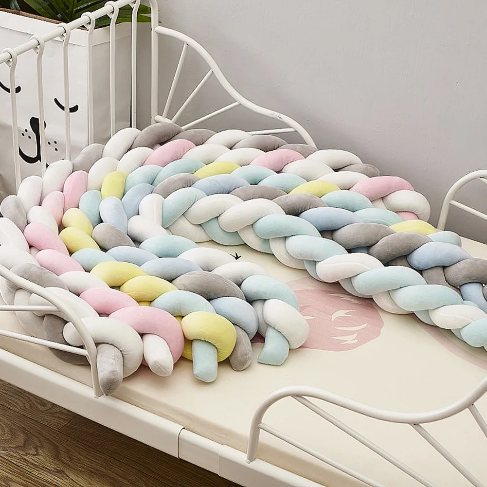 

Bumpers In The Crib Baby Bed Cot Bumper Baby Braid Knot Bumper Infant Cradle Pillow Cushion Protector Room Decor Tresse 1.5M