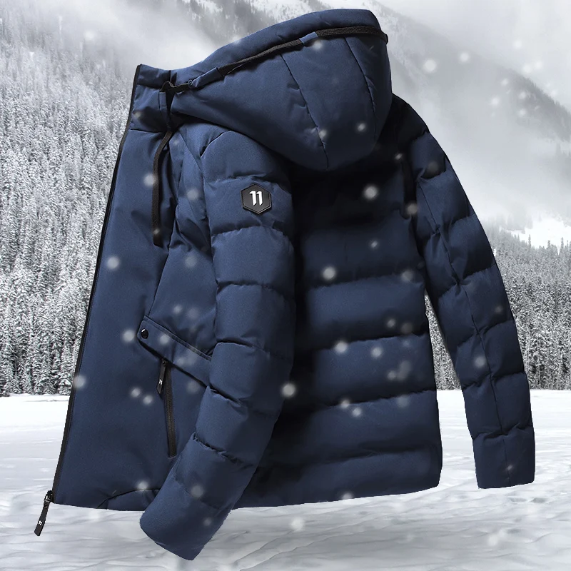 Fashion Winter Jacket Men Hoodied Parka Men Warm Windproof Coat Male Thicken Zipper Warm Jackets Mens Solid Down Coats M-4Xl