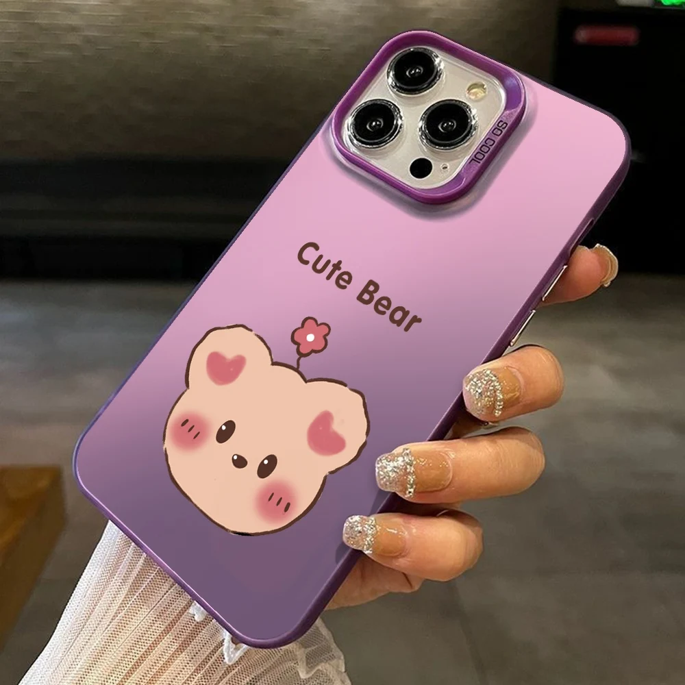 Чехол для Realme C65 C67 4G 5G C63 C55 C53 C51 Cute Rabbit Bear Cover C25Y C21Y C11 C30 C20 C12 IMD Plating