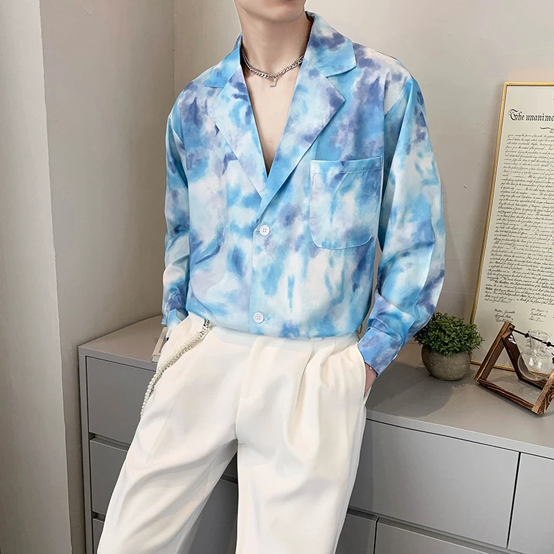 2022 Light Luxury Shirts for Men Summer Short Sleeve Casual Shirt Ice Silk Breathable Oversized Shirt Social Party Tuxedo Blouse