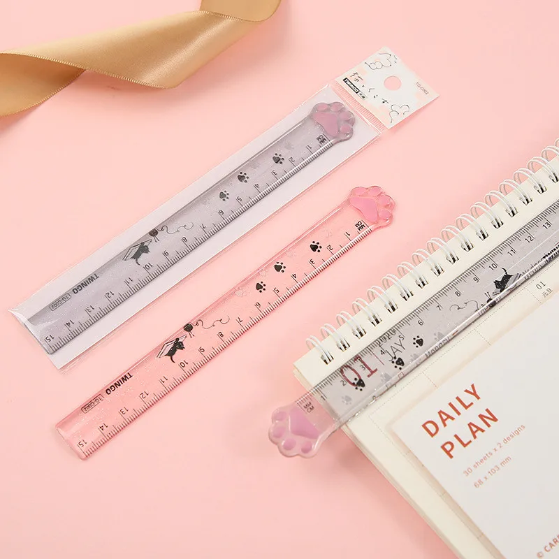 

Kawaii Cat Paw Plastic Ruler Straight Ruler Plastic Measuring Tool For Student School Office