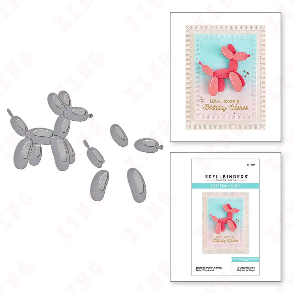 

2022 Balloon Party Animal Etched Metal Cutting Dies Diy Scrapbook Diary Decorate Embossing Template Handmade Craft Reusable Mold