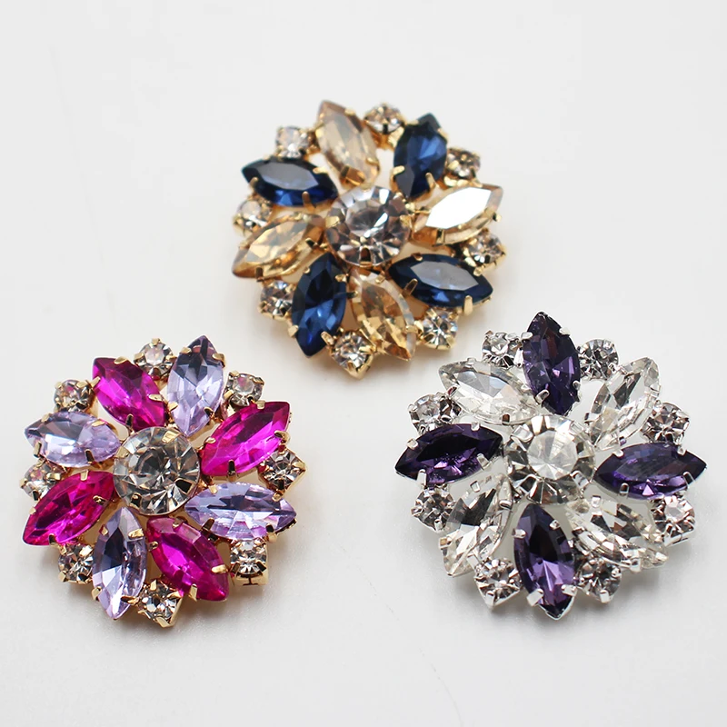 

26mm 5pcs Fashion Rhinestone Crystal Buttons DIY Metal Sewing Decorative Clothing Accessories