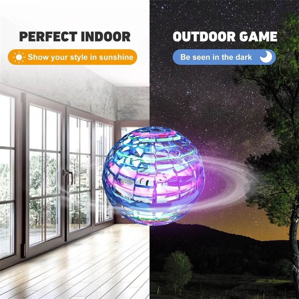 

Gyroscopic Suspension Flying Ball Spinner Toy Hand Controlled Drone Helicopter 360° Rotating Mini UFO With Light Kids Gifts