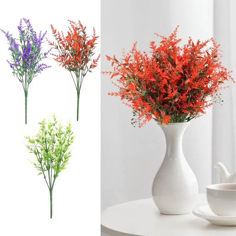 

Artificial Flowers Flocked Plastic Lavender Bundle Fake Plants Wedding Bridle Bouquet Indoor Outdoor Home Kitchen Office Table