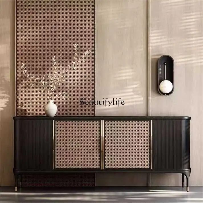 Входной шкаф во французском ретро-стиле из массива дерева ротанговый обеденный