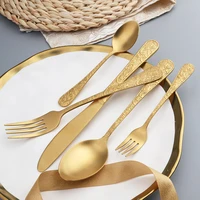 five piece set stainless steel tableware set european western food knife and fork gift box kunting retro relief and spoon gift