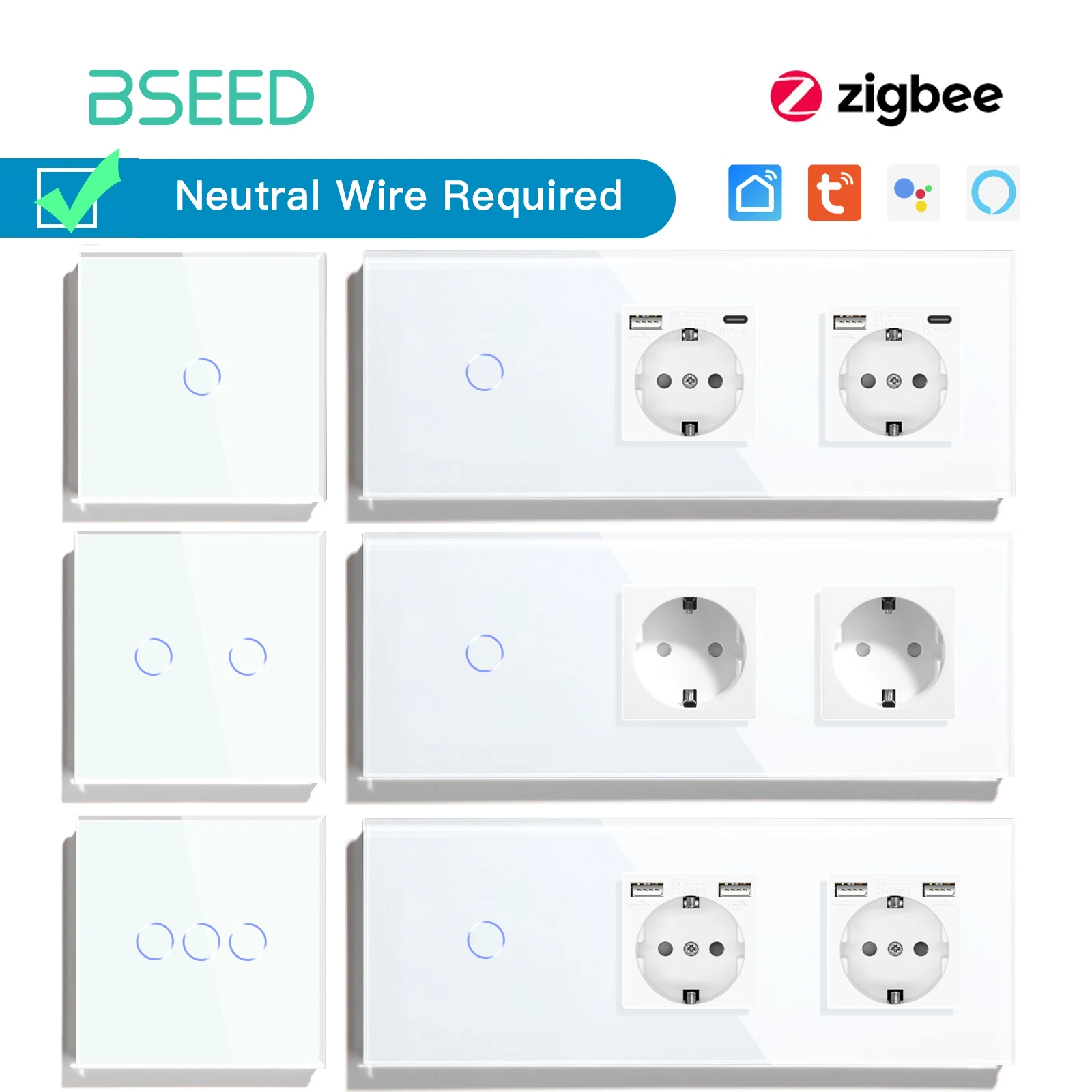 Умные сенсорные розетки BSEED Zigbee | AliExpress