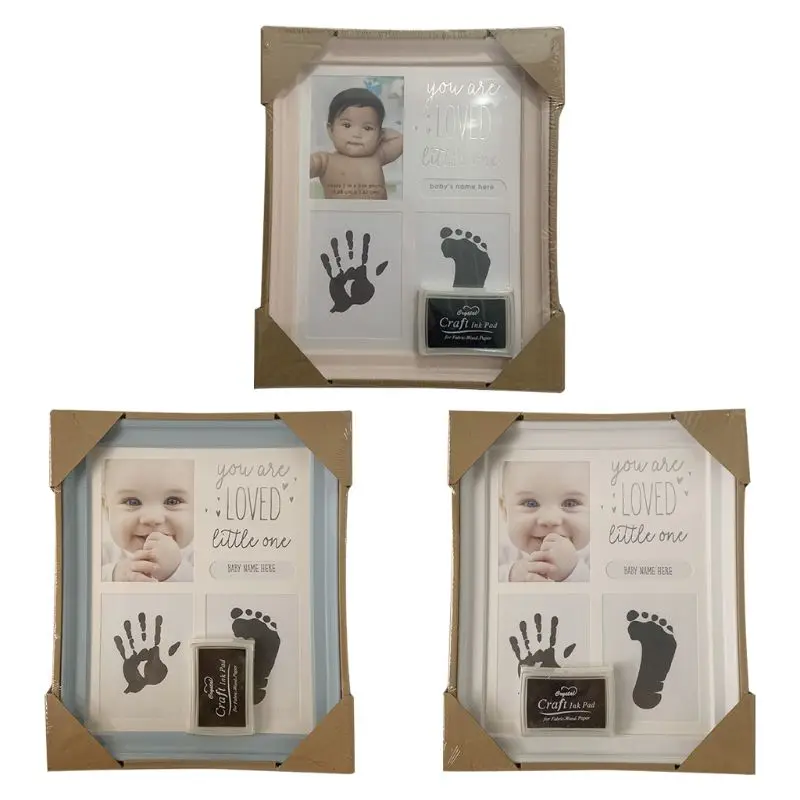 

Newborn Hand and Foot Print Ornaments 12 Months Photo Frame with Craft Ink Pad Home Decoration Baby Kids Birthday Gift