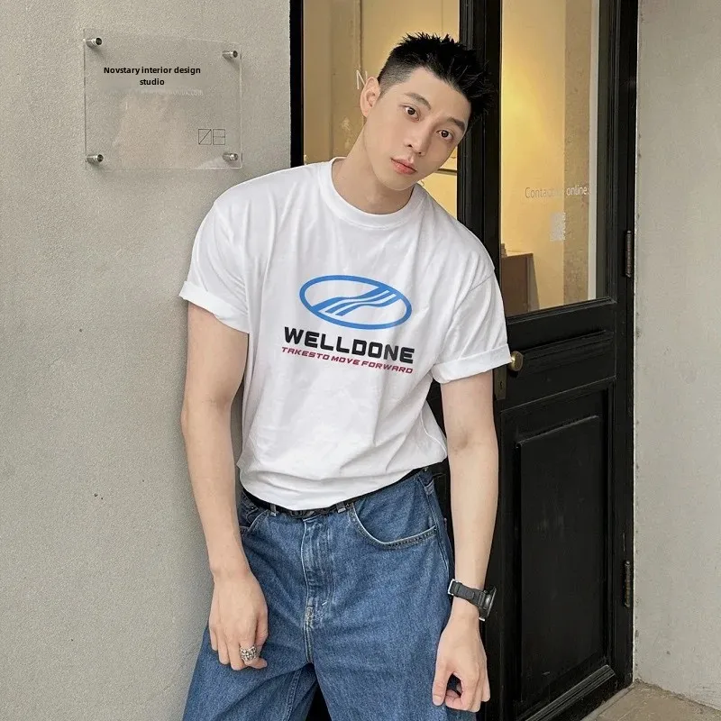 Welldone2024 весенне-летние новые футболки с коротким рукавом надписью и круглым