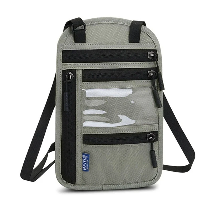 

Travel Neck Wallet Pouch With RFID Blocking Passport Cover Holder Document Organizer Card Mobile Phone Bag