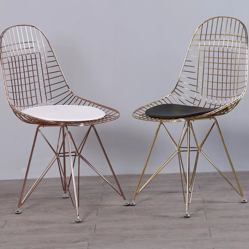 

Gold Metal Dining Chairs Modern Nordic Minimalist Balcony Lounge Design Apartamento Chaises Salle Manger Furniture