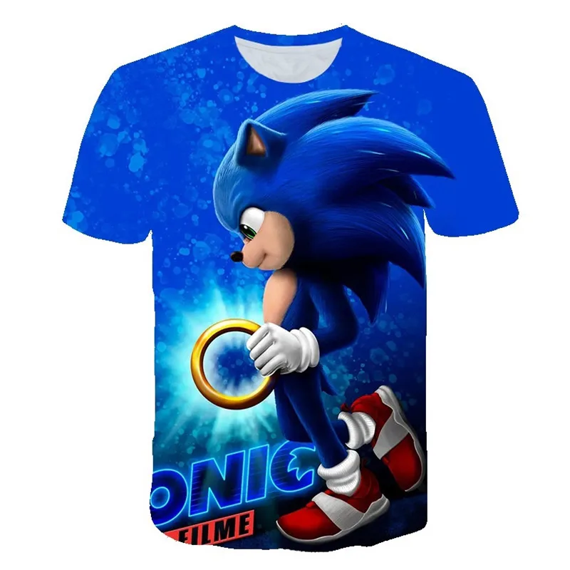 

Детские летние футболки Sonic2, 3D футболки для мальчиков, суперзвуковые топы для детей 4-14 лет
