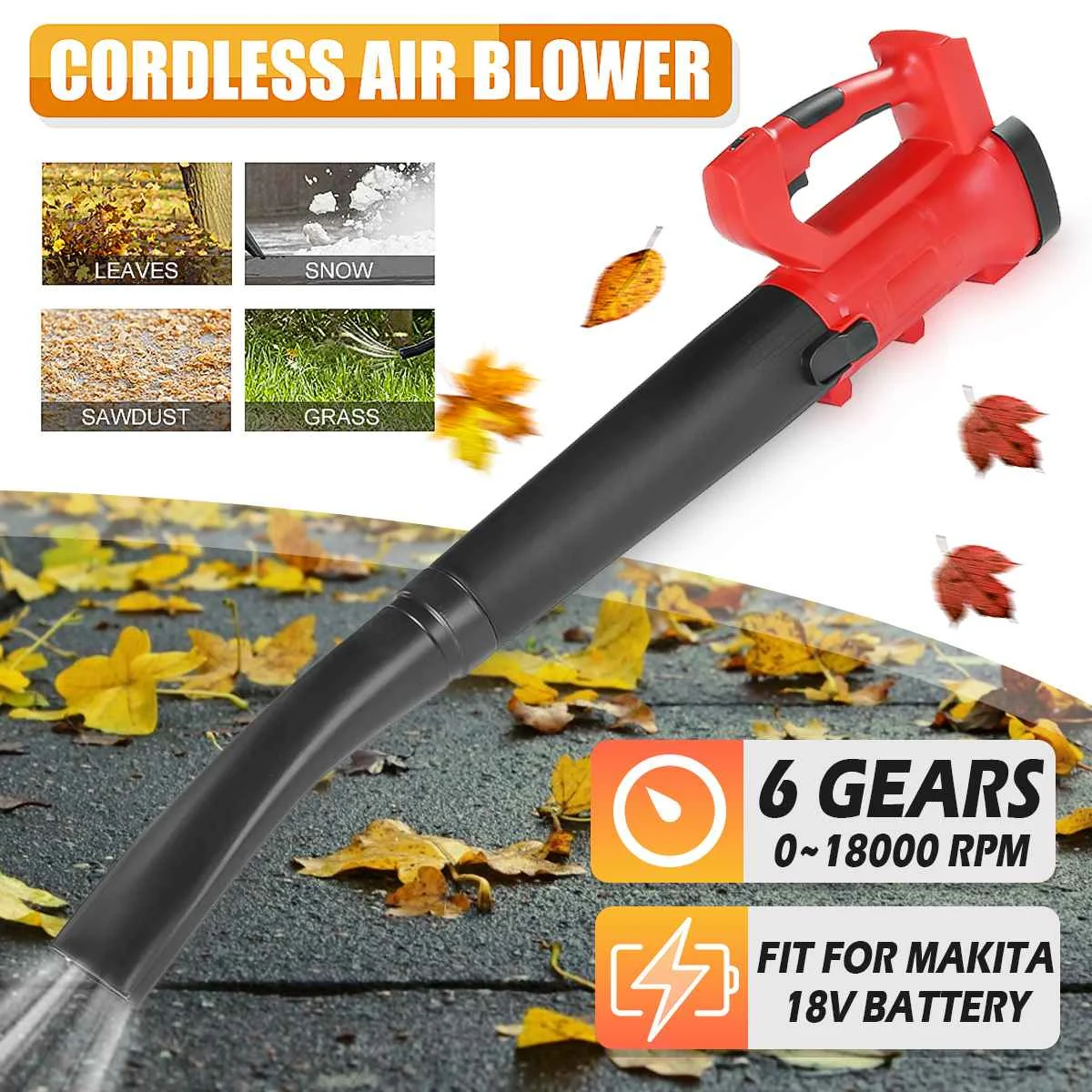 18000rpm Handheld Leaf Blower Dust Collector Sweeper Garden Tools For Makita18v Battery