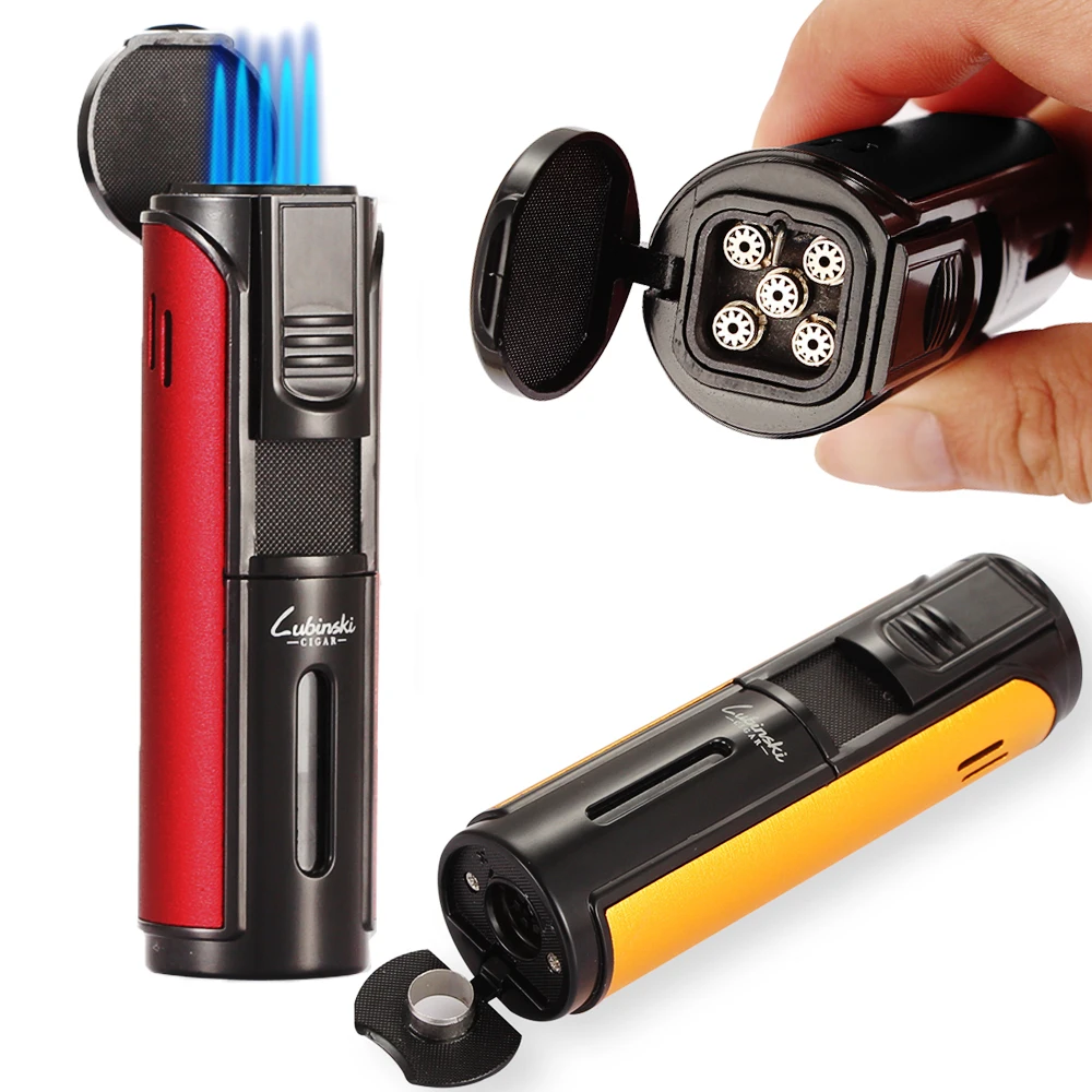 Lubinski Windproof 5 Flame Jet Torch Lighter Pocket Metal Ci