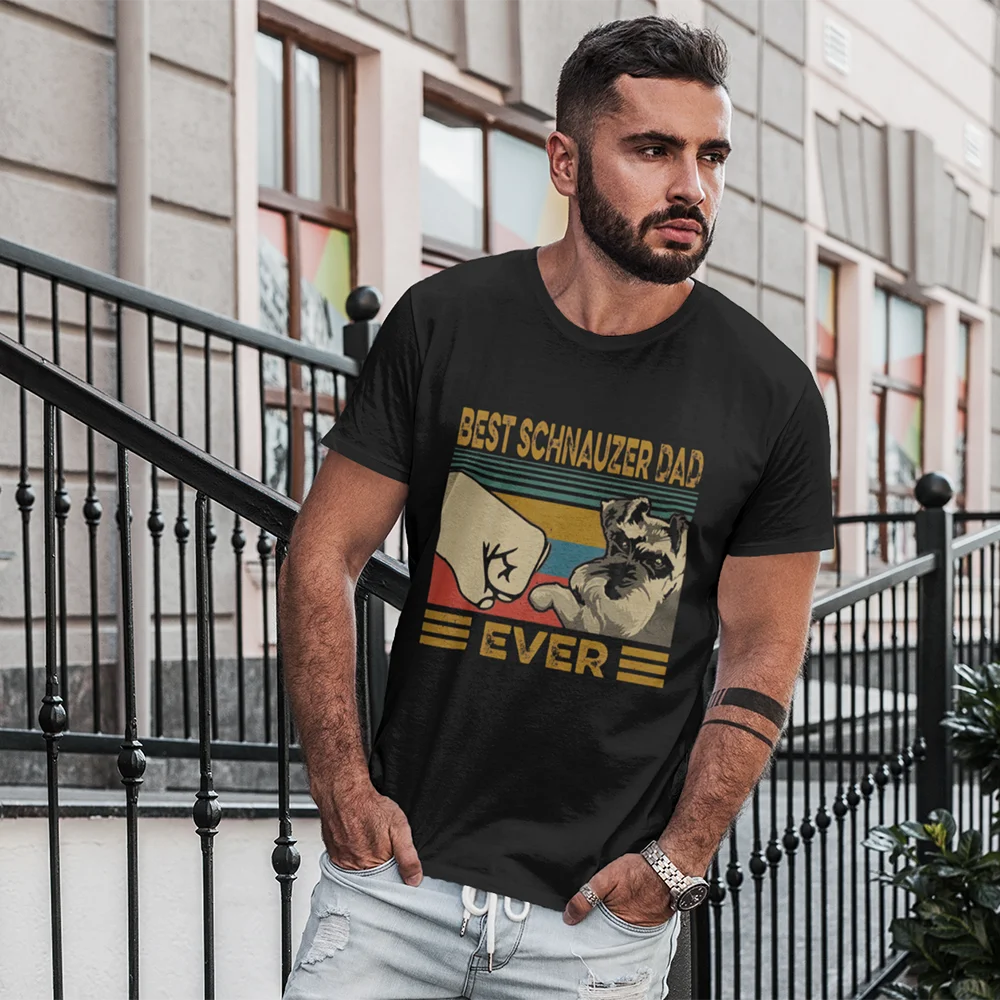 

Футболка шнауцера, винтажная лучшая футболка шнауцера с собакой, забавная летняя футболка, Мужская футболка большого размера