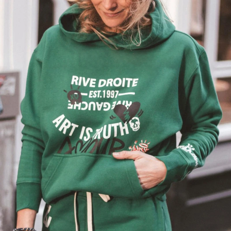 

New Zad Letter Graphic Hoodies Woman Pockets Hooded Pullovers Spring Autumn Casual Vintage Rock Sweatshirt Tops Fashion Luxury
