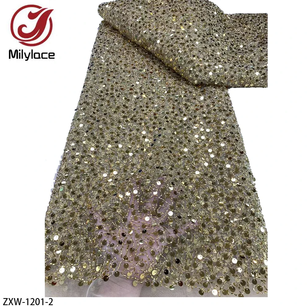 Африканские блестки сетчатая кружевная ткань 2024 французское бисерное тюль для