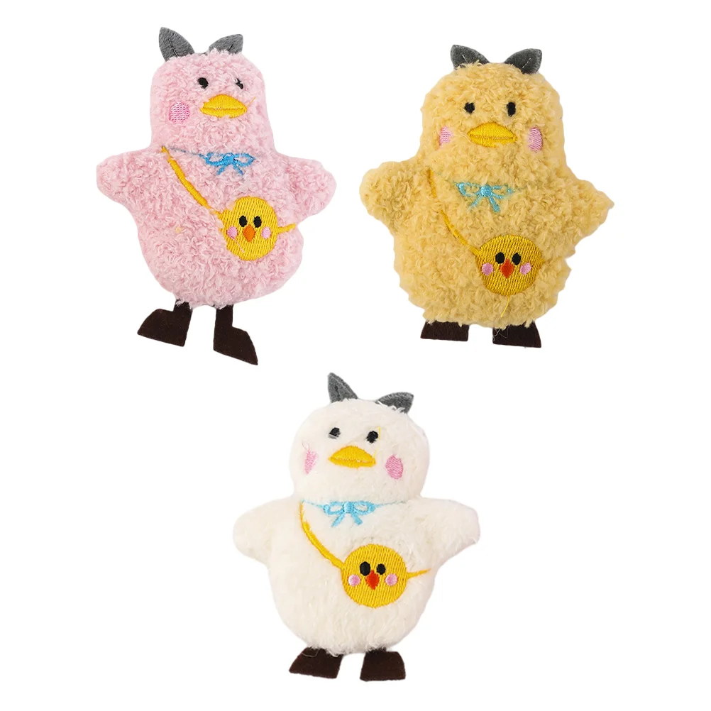 

3pcs Cartoon Chick Brooch Lovely Plush Breast Pin Decor for Bag Clothing